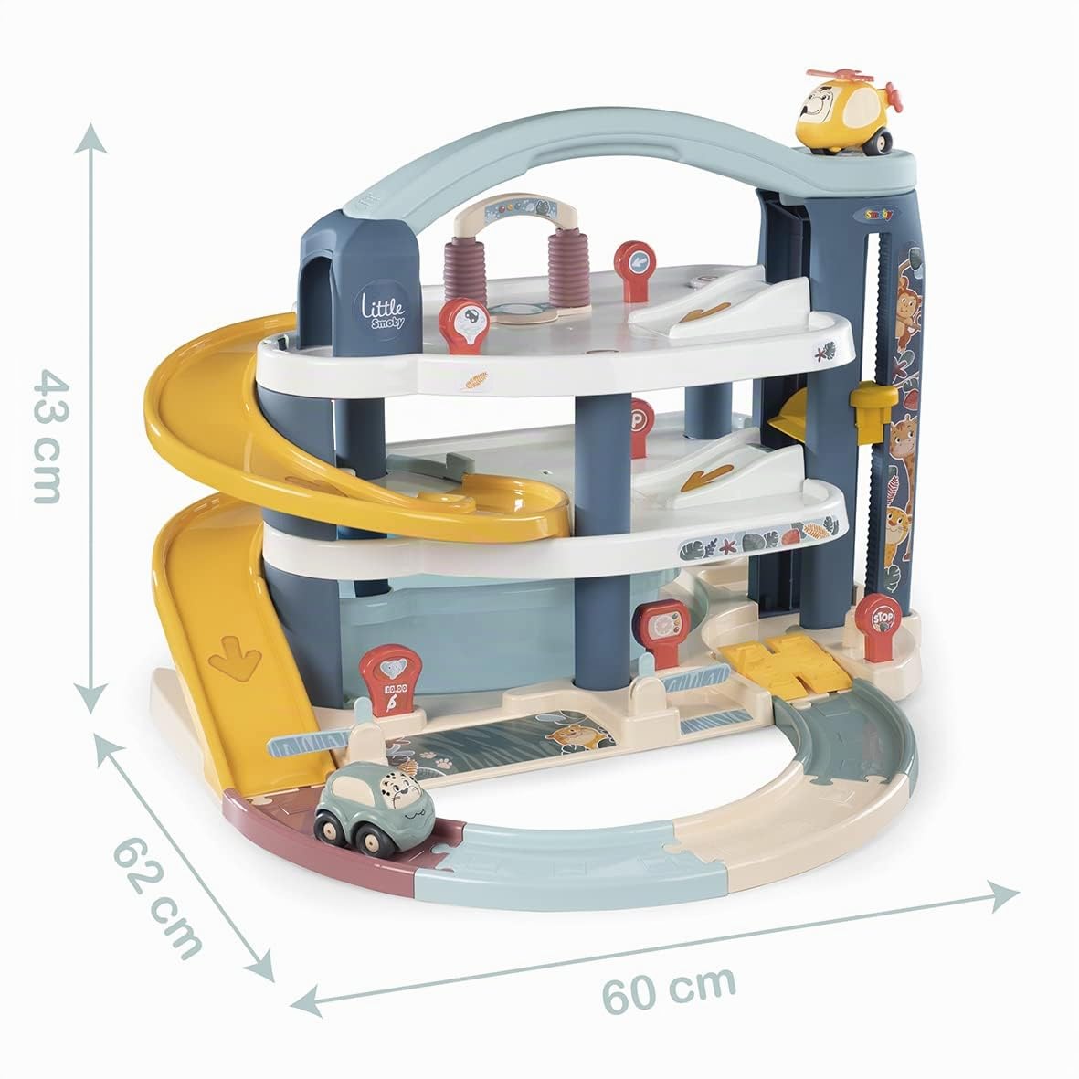 Little Smoby Garaje Grande 3 Niveles, Coche y helicopteros incluidos (7600140203)