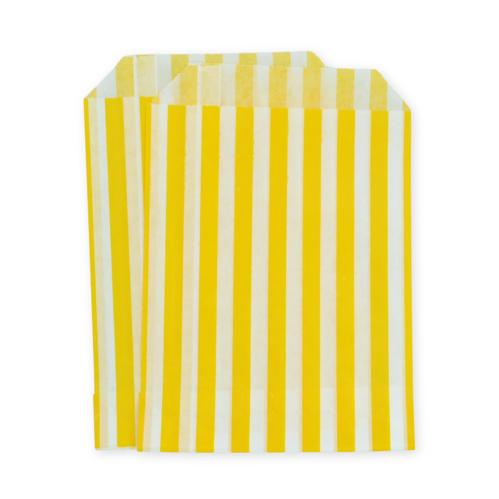 celloexpress 7" x 9" Yellow Striped Paper Sweet Bags - Classic Confectionery Gift Shop Goodie Party Bags (Pack of 100) — image 1