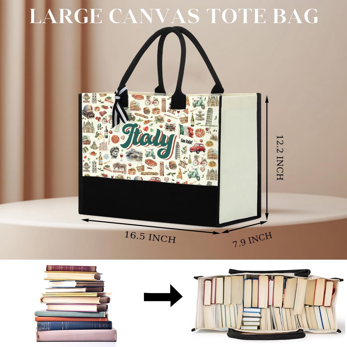 Italy Chicago New York Las Vegas Paris Gifts for Women Canvas Tote Bag - Image 5