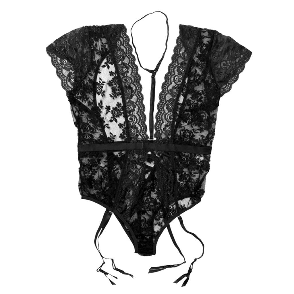 Womens Floral Lace V Neck Bodysuit Lingerie with Garter Belts Sleepwear 2XL-image-33