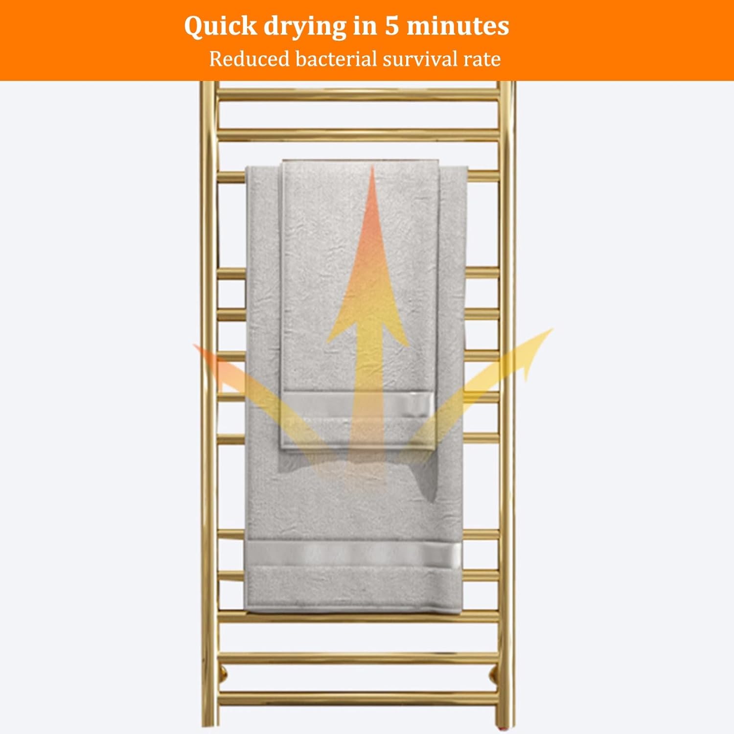 Stainless Steel Towel Warmer Rack Wall Mounted 14 Bars Electric Heated Towel Rack Fast Drying & Waterproof Bathroom Heater (Black)