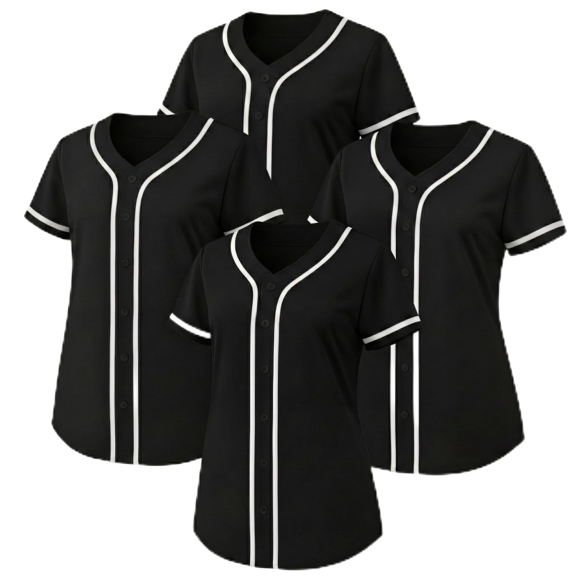 JC DISTRO Women's Baseball Jersey Softball Uniform – Premium Micro Polyester Hip Hop Shirt (Single & Bulk Packs)