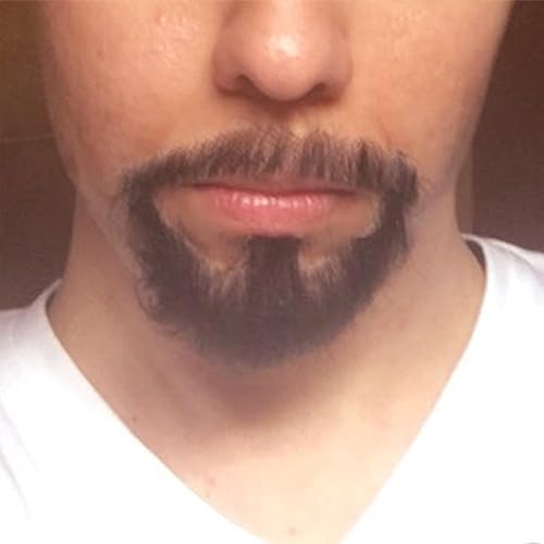 Miniatura 4 de Bigotes falsos de cabello humano, barba falsa para hombres, bigote falso, cheurón, bigote falso y cabra, barba realista, pelo facial, barbas de