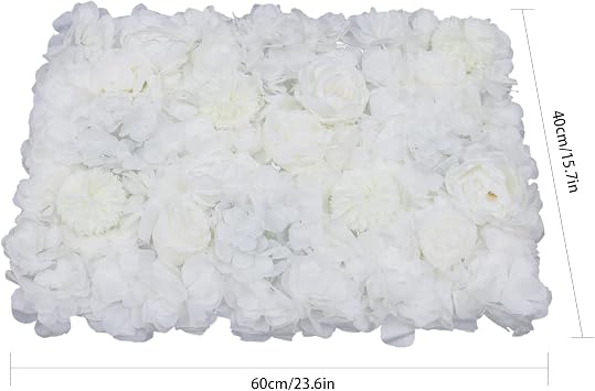 6 Pack Flower Wall Panels, 24 X 16 Artificial Flower Backdrop Floral Wall for Photo Background Home Party Wedding Backdrop Decor(Dahlia, Peony, Rose, Chrysanthemum-Ivory White)
