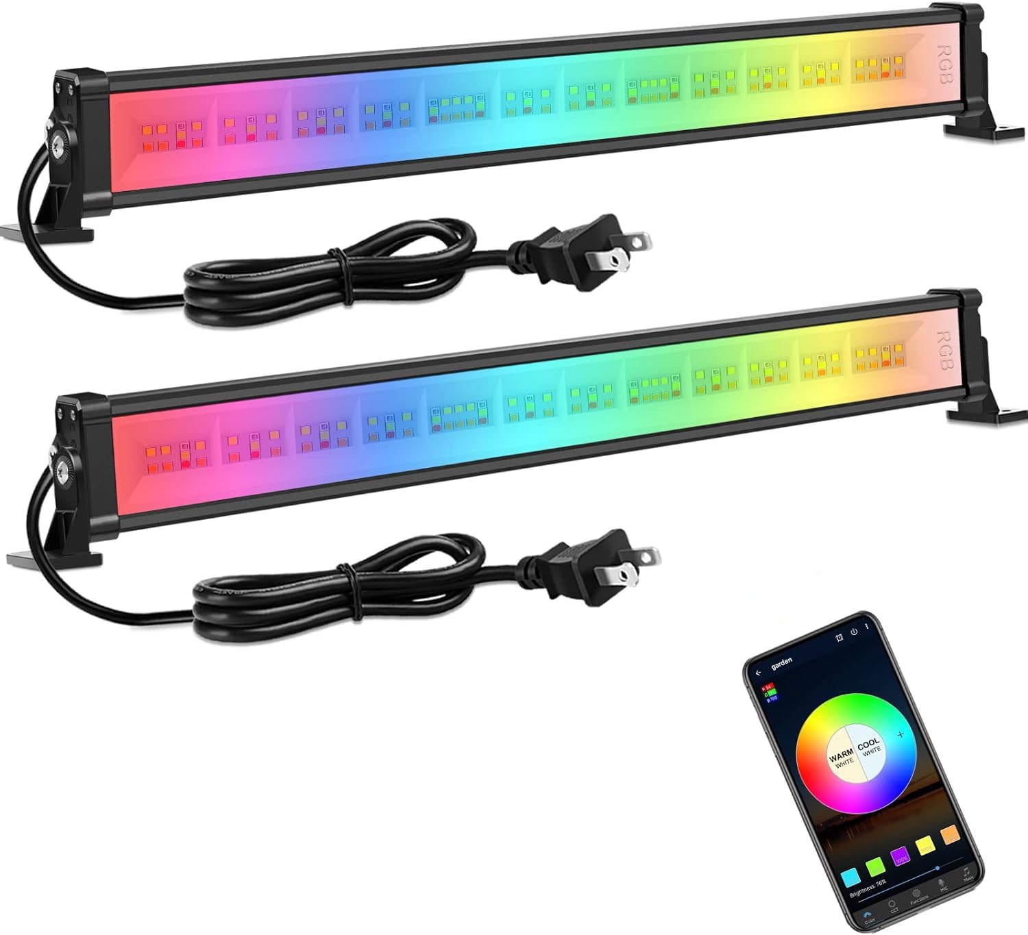 MEIKEE RGB Wall Washer Lights, 42W RGBCW Smart APP Waterproof LED Light Bar, Dimmable Flood Lights for Church Wedding Birthday Party Stage Lighting Christmas Decoration 2 Pack MEIKEE RGB Wall Washer Lights, 42W RGBCW Smart APP Waterproof LED Light Bar, Dimmable Flood Lights for Church Wedding Birthday Party Stage Lighting Christmas Decoration 2 Pack