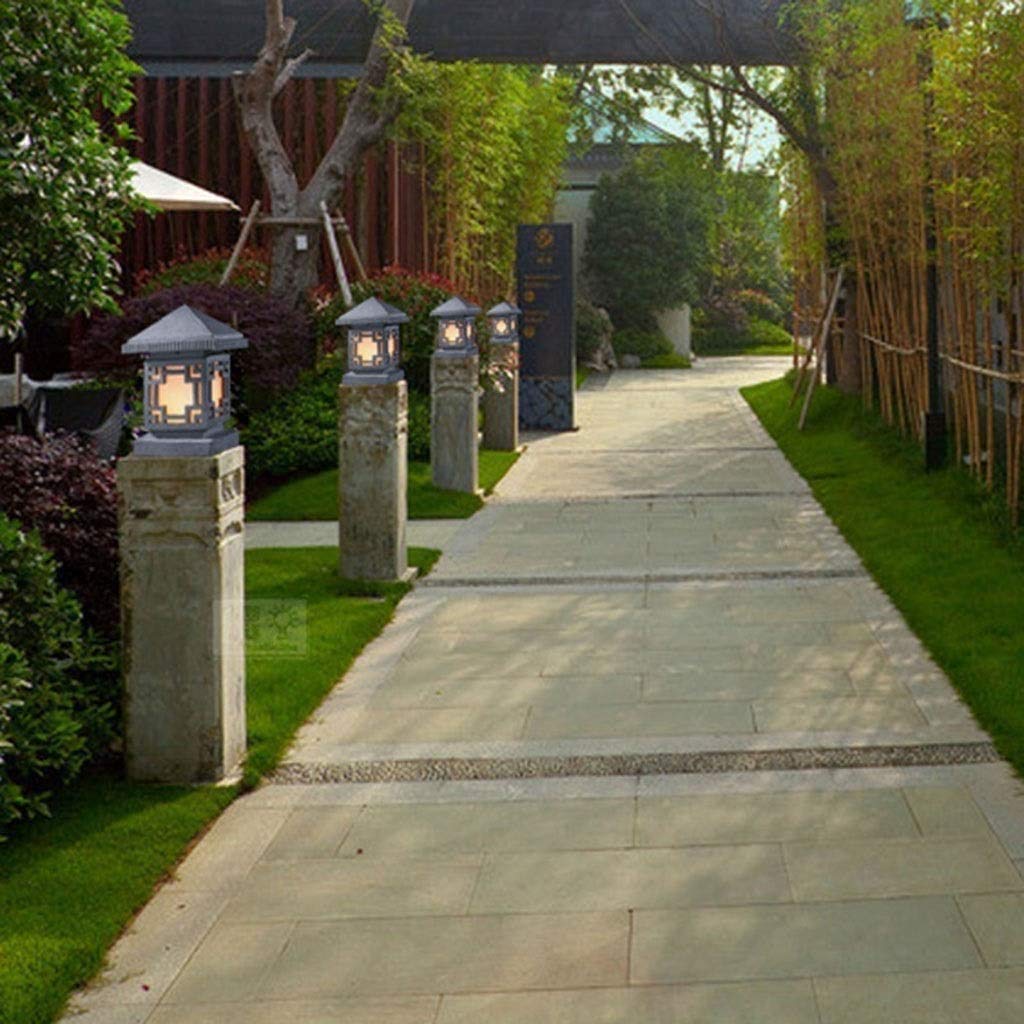 Zhangl Chinese Cement Tor Beleuchtungskörper Dekoration Außenhof Fackel Patio Säule Lichter wasserdichte Garten-Bahn-Tür-Pfosten Säule Landschaft Säule Laterne (Größe: S) (Größe : S)
