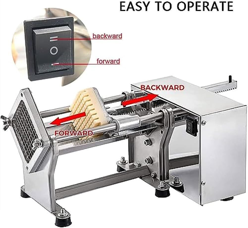 Commercial Electric French Fry Cutter, 60W Electric French Fry Cutter, Stainless Steel Vegetable and French Fry Cutter, Suitable for Restaurants.