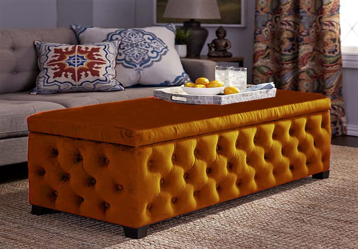 R&M Furnishers Pouf In Velluto – Contenitore Portagiochi, Panca Per Scarpe, Poggiapiedi – Verde, 120x40x35 Cm