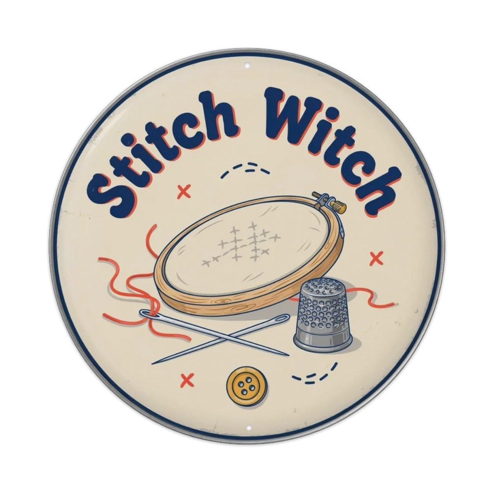 Stitch Witch Metal Tin Sign Plaque