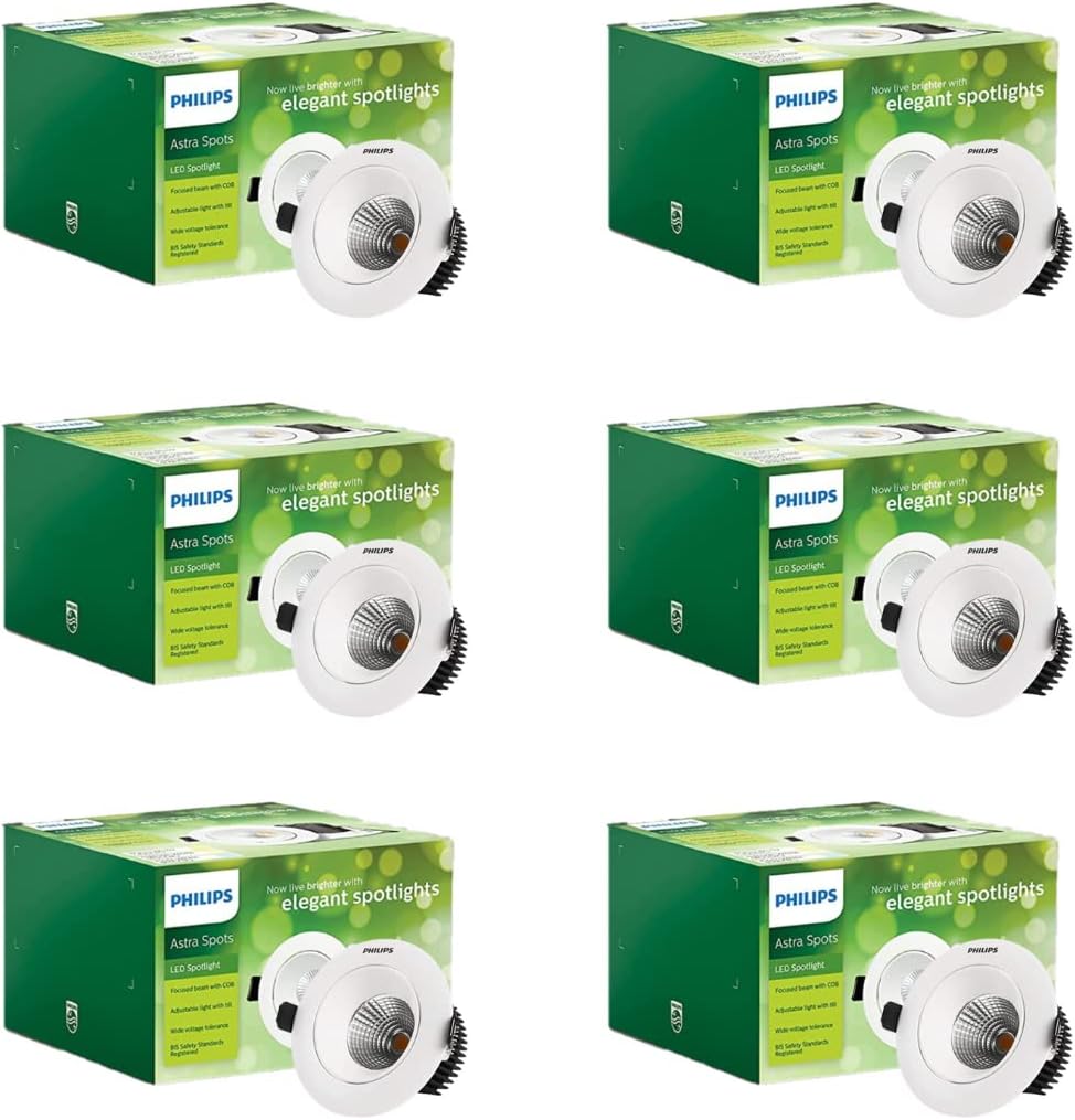 Philips Astra Spot 20-watt LED Spotlight || LED Spotlight for Display || Warm White,Pack of 6