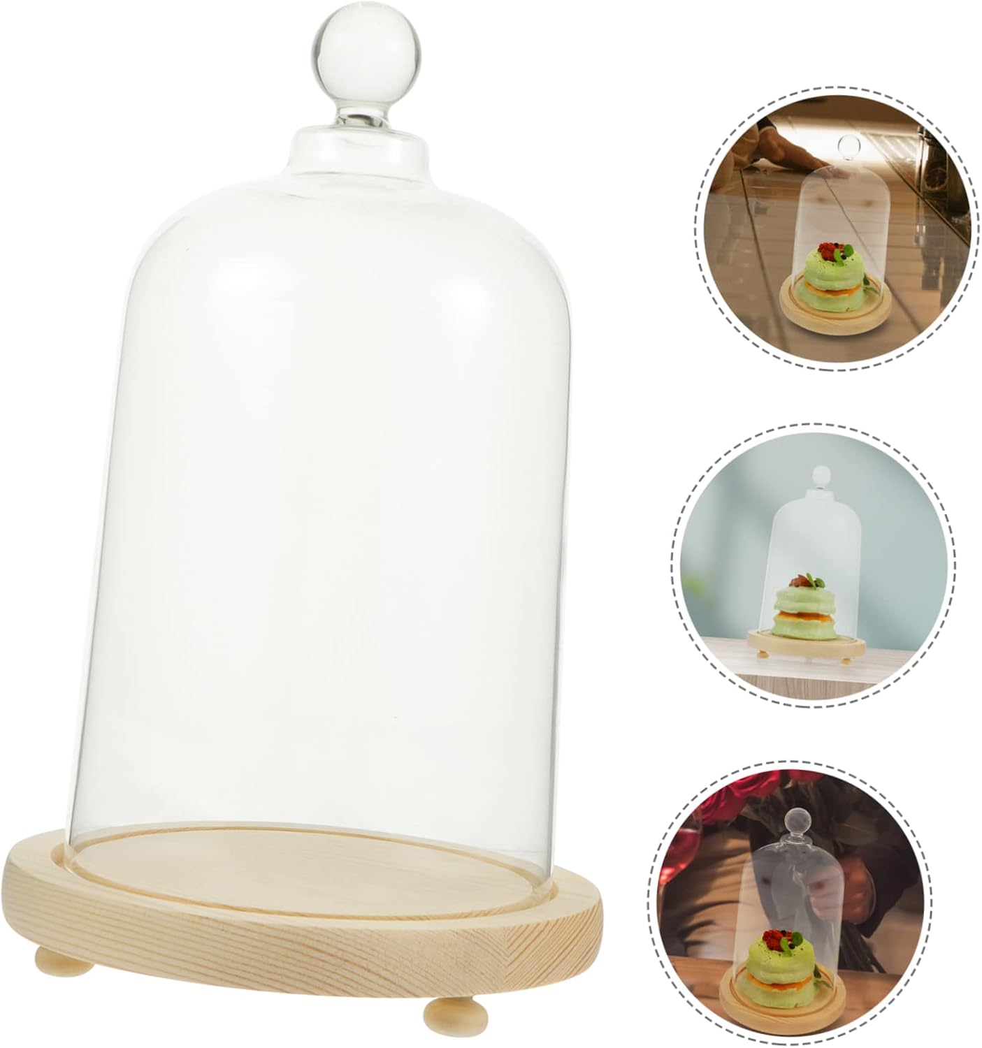 ORFOFE 1Set Elegant Glass Flower Display Cloche with Base for Preserved Flowers Cakes and Food Showcases Housewarming for Friends and Family