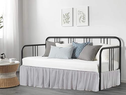 Miniatura 2 de Falda de cama con volantes con esquinas divididas para camas de día, cobertura de tres lados, fácil ajuste, fabricada con microfibra cepillada,