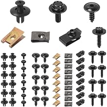 64 PCS Screws and Nut Clip Kit, Car Body Fender Screws and Bumper Guard Plate Fixing Bolts, Metal U-type Fastener Clip with Hex Head Self Tapping Screw, for Car Wheel Arch Cover Undertray