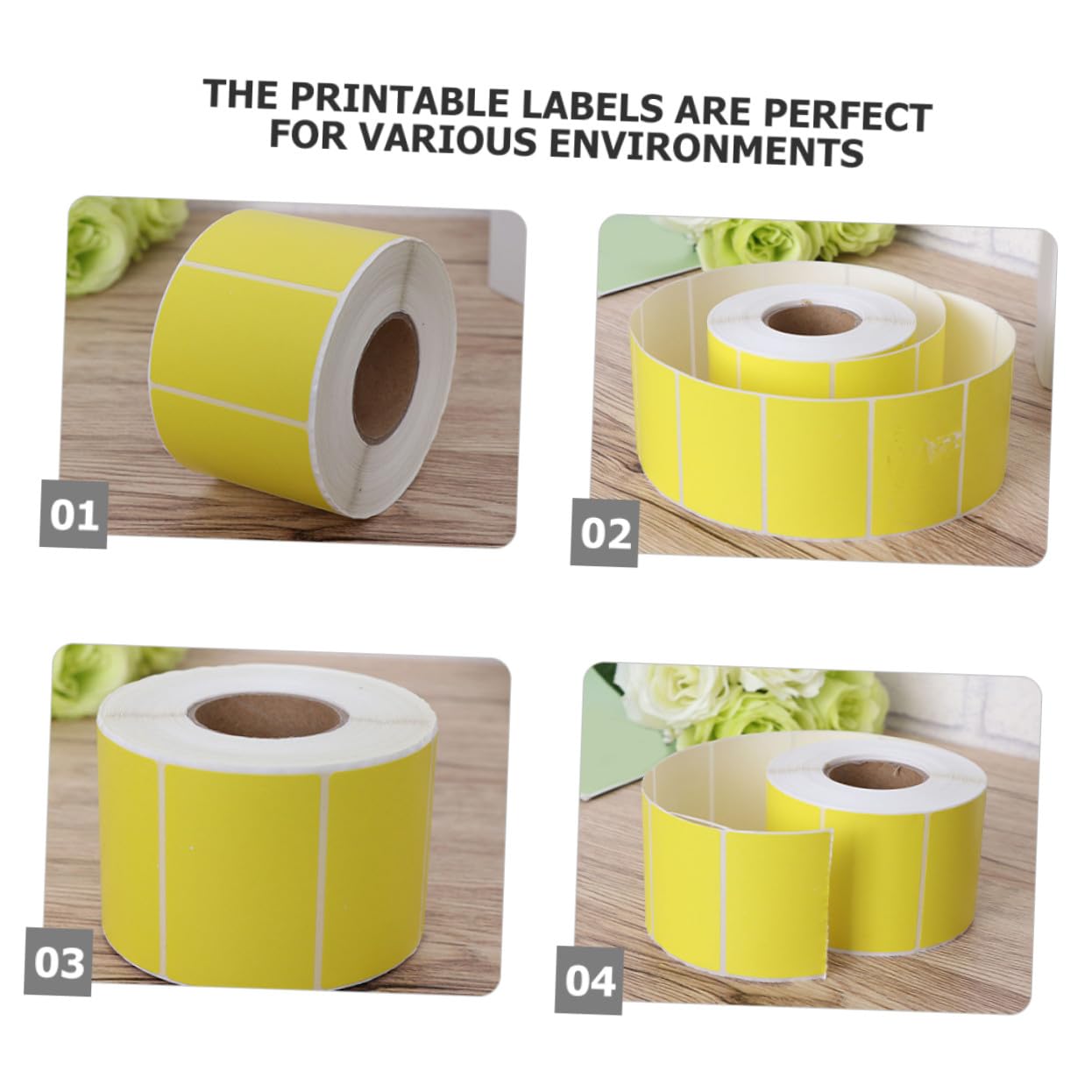 2 rouleaux Étiquettes Thermiques Autocollantes Mat Jaune Résistantes à Eau pour Impression et Codes Barres de Étiquettes pour Bureau et Expédition