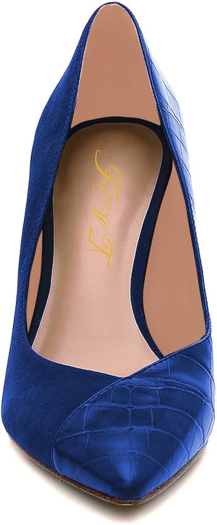 FOWT Women Sexy Pointed Toe Stiletto High Heels Pumps Classic Suede Leather Slip On Dress Shoes for Office Party Wedding Size 4-15 M US