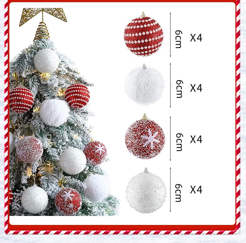 Palle di Natale, 16pezzi 8cm Natale Ornamenti Vacanze Casa Decorazione Festa di Natale (Blu e bianco)