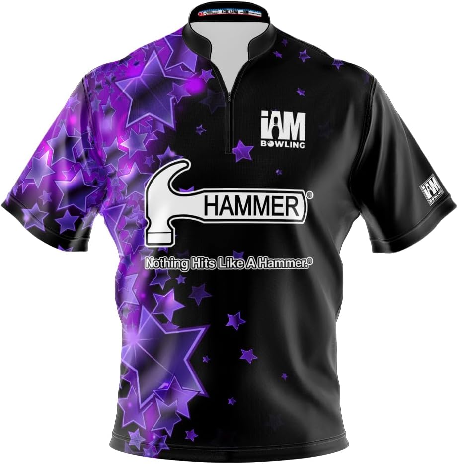 Logo Infusion I AM Bowling Jersey Short Sleeve Sash Collar 2135-HM Made in USA Hammer