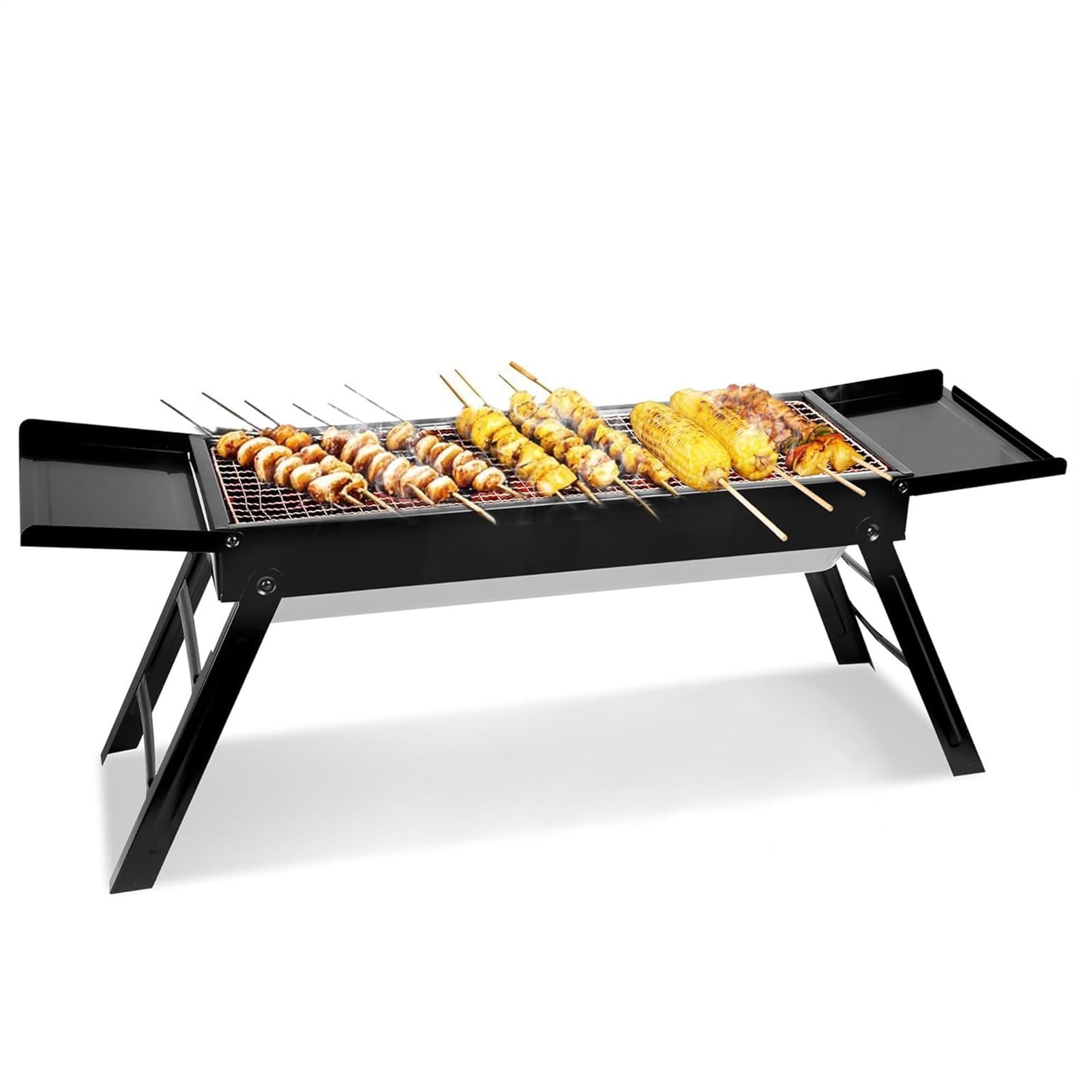 Tragbarer Holzkohlegrill mit Klapptisch – Outdoor-Picknick, Camping, Wanderausrüstung für einfaches Grillen
