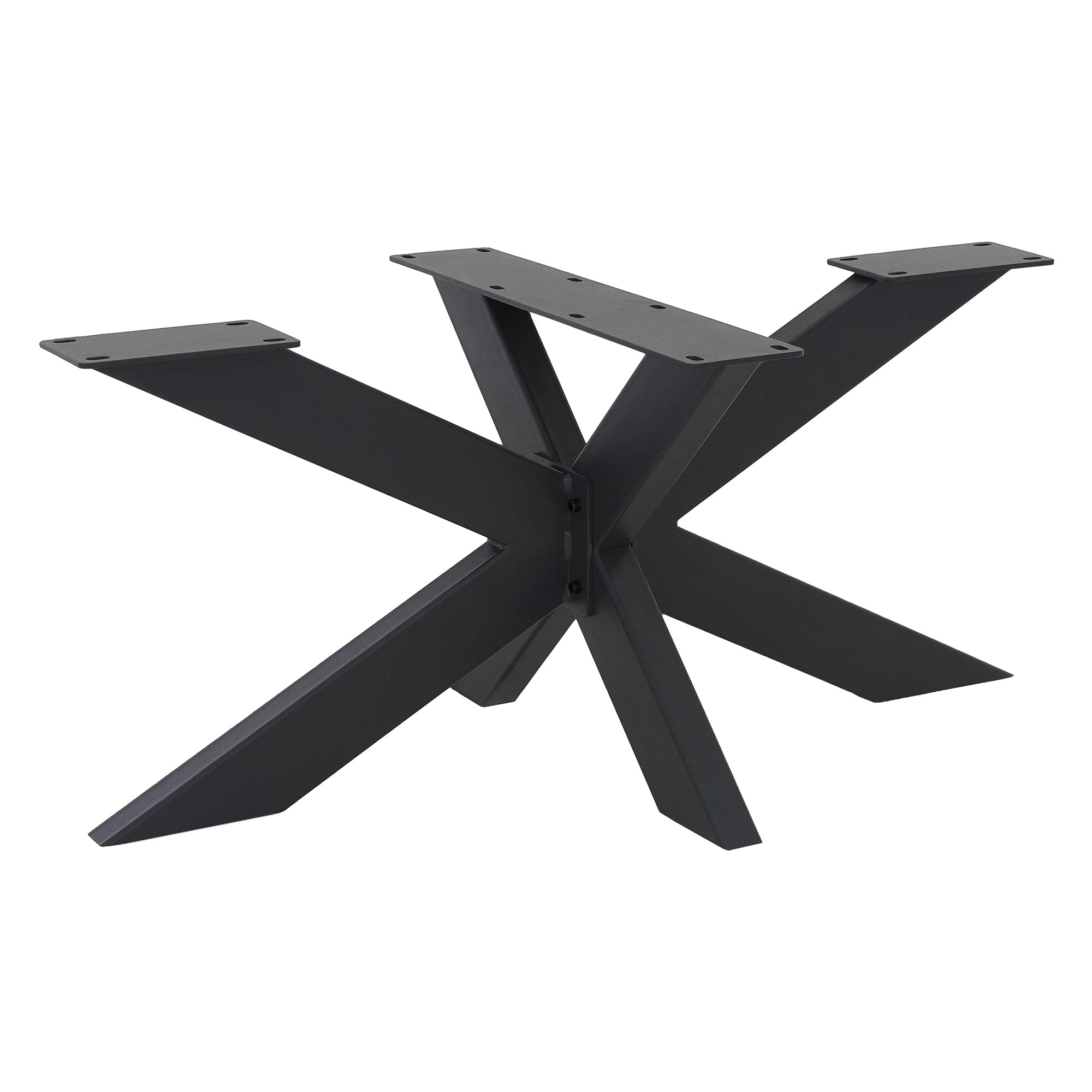 ML-Design Pied de Table Spider 58x43x98 cm, Structure en Croix, Noir, en Métal, Revêtement en Poudre, 150 kg, Design Industriel, Protection du Sol Inclus, Construction Robuste, Matériel de Fixation