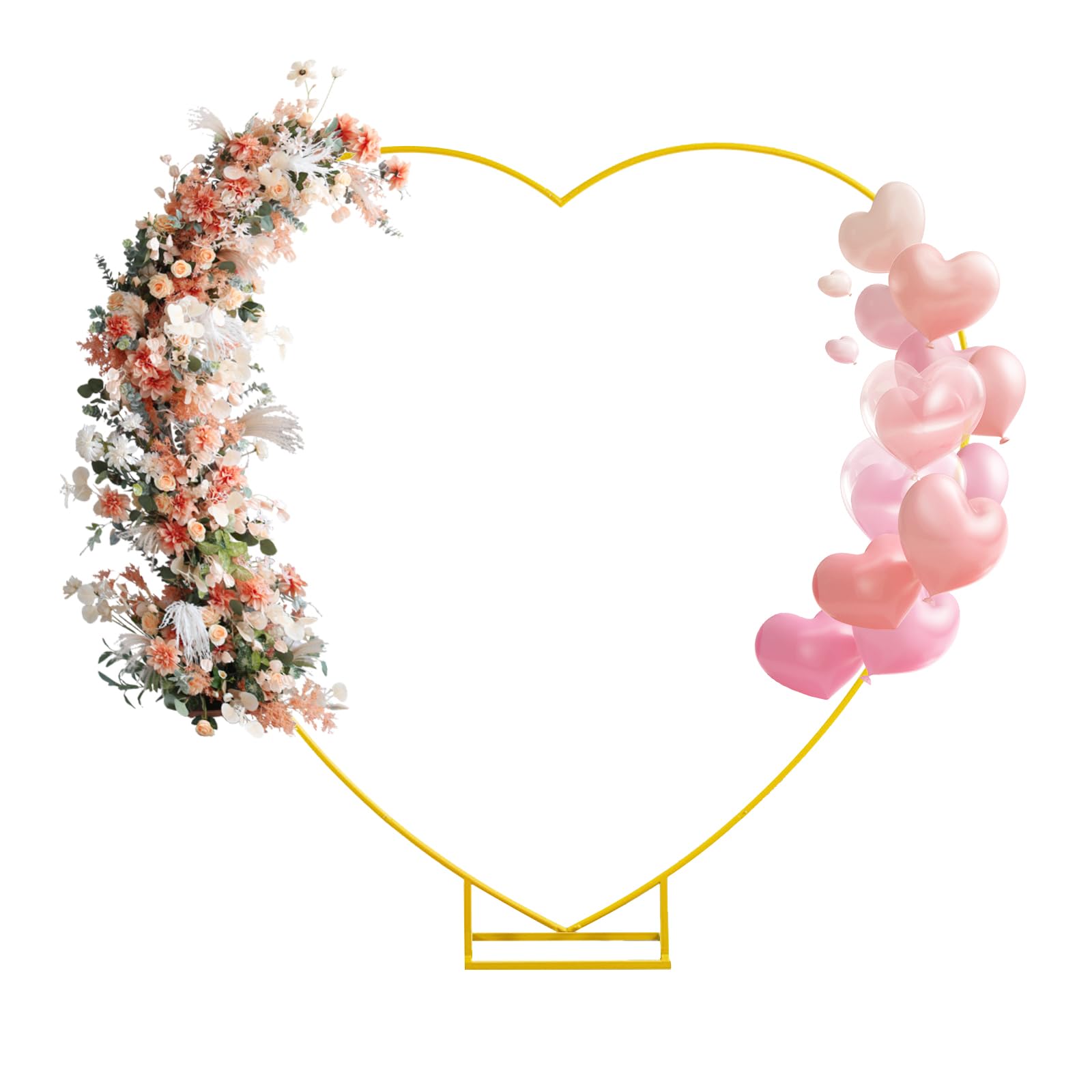 Metall Hochzeitsbogen Rahmen, Herz Bogen Hintergrundständer, Gold Ballonbogen Ständer, Blumen Ballon Hintergrund Stand für Hochzeit, Geburtstag, Party, Zeremonie Dekoration (200 * 200 cm)