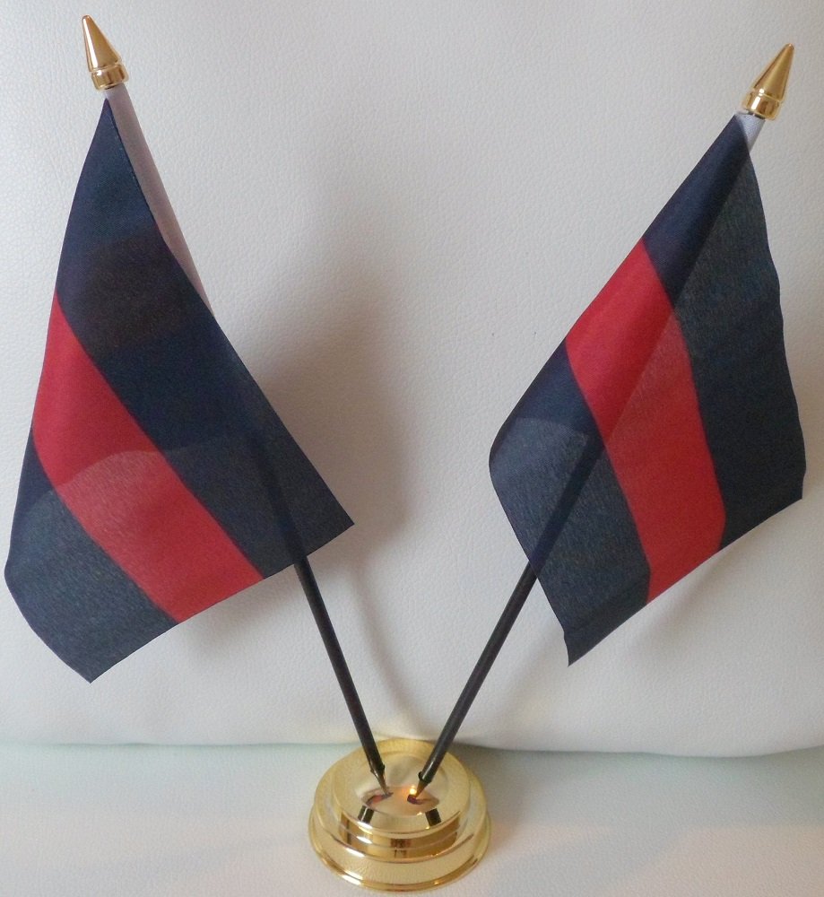 Household Division British Army 2 Flag Desktop Table Display Centrepiece With Gold Base