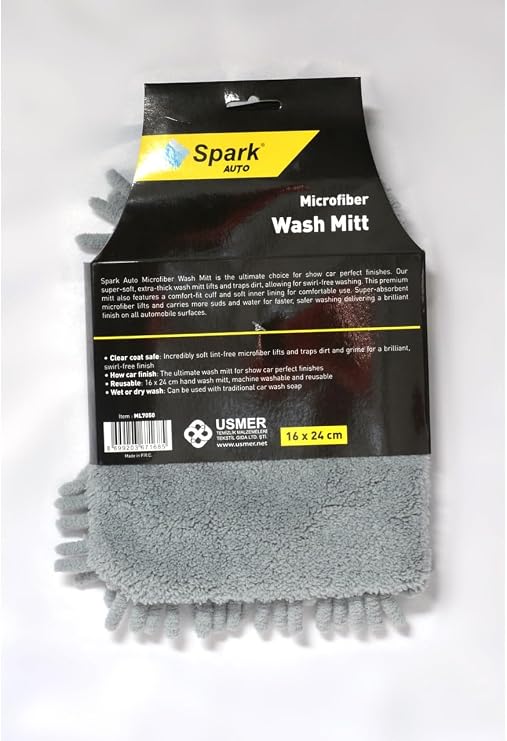 Spark 7050 Microfiber Chenille Auto Cleaning and Drying Gloves 16x24 cm. GRAY