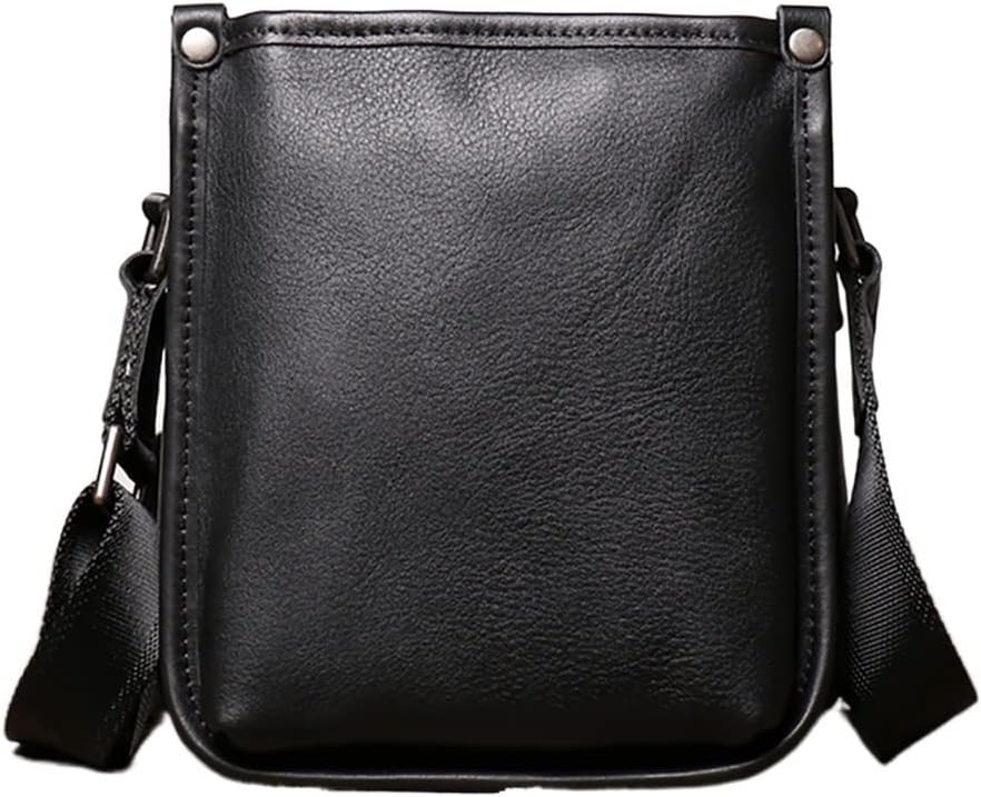 Men's Shoulder Bag Casual Retro Messenger Bag Leather Top Layer Cowhide Vertical Handmade Messenger Bag For 8-Inch