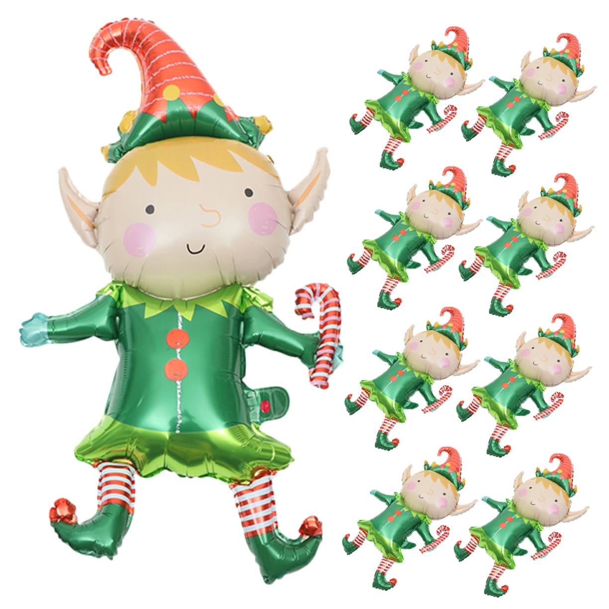 COLLBATH 50pièces Lot De Ballons De Noël Décoratifs Avec Canne à Sucre Fournitures De Fête De Noël Ballons Mignons Pour Décoration De Table De