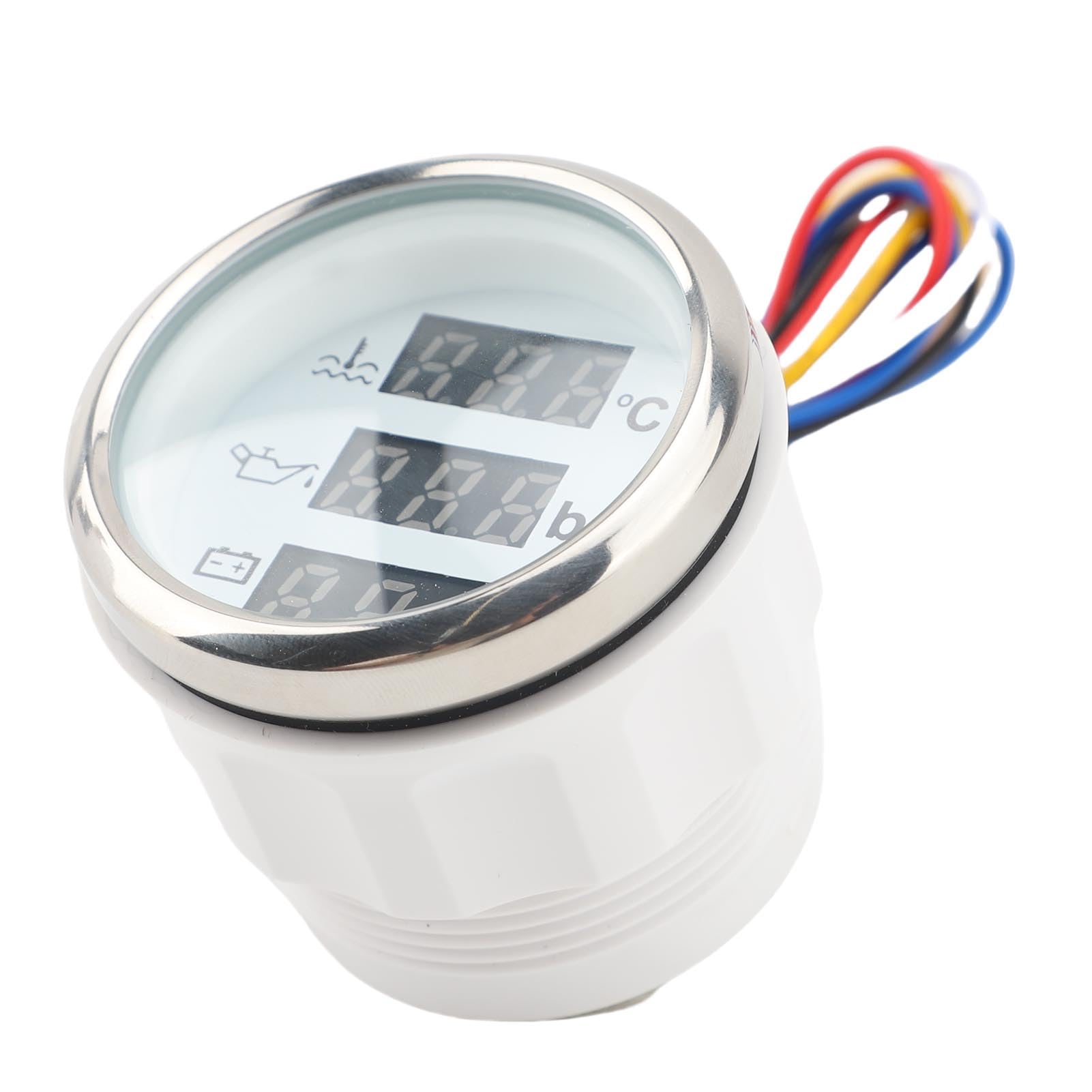 Voltímetro de Presión de Aceite y Temperatura del Agua para Barcos, Pantalla Digital, Juego de Medidor 3 en 1 para Barcos, Vehículos Recreativos y Motocicletas, 52mm, Resistente Al Agua