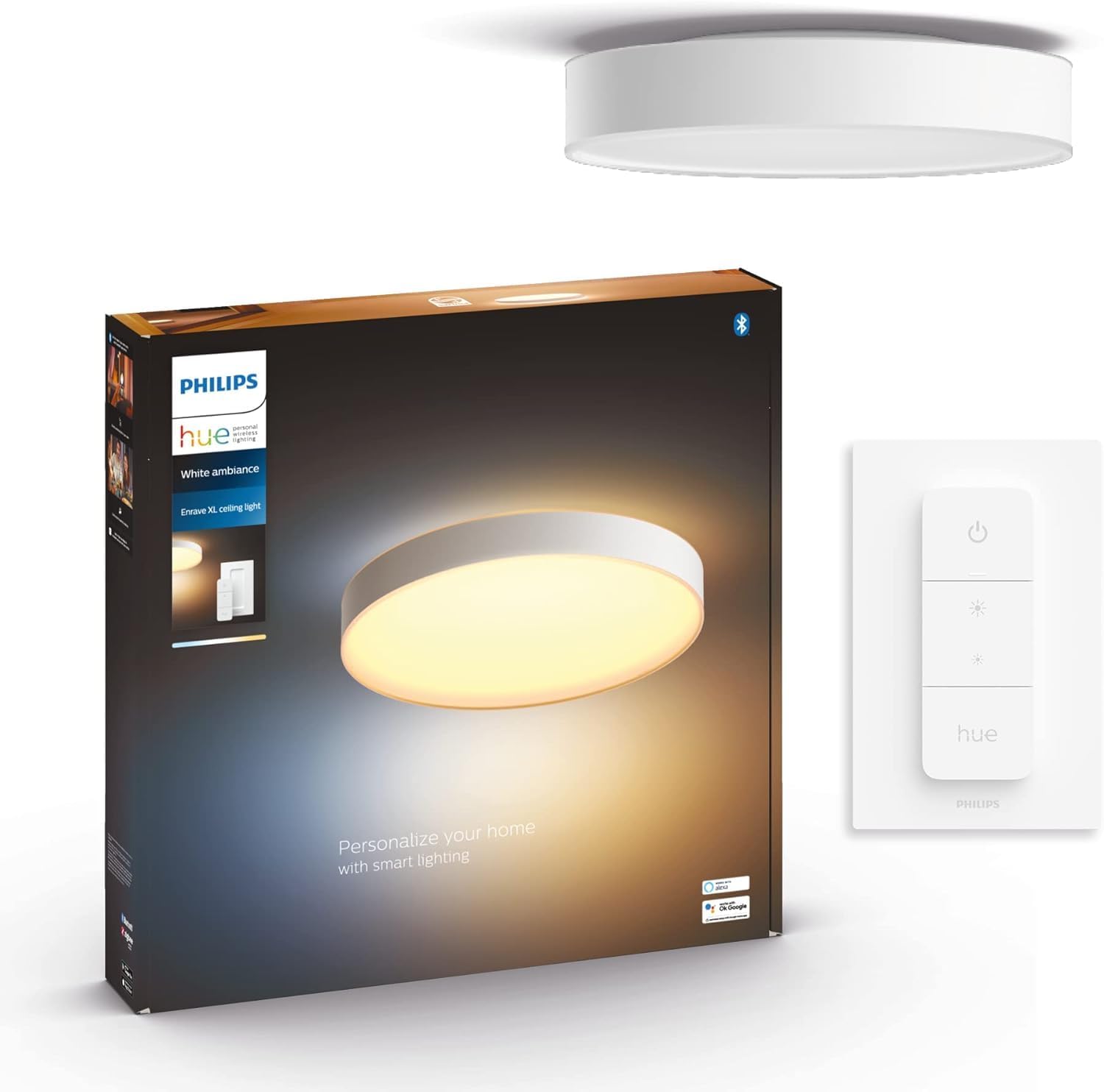 Philips Hue Signify Enrave White Ambiance Smart Ceiling Light [Extra Large], White. Works with Alexa, Google Assistant and Apple Homekit,915005997001