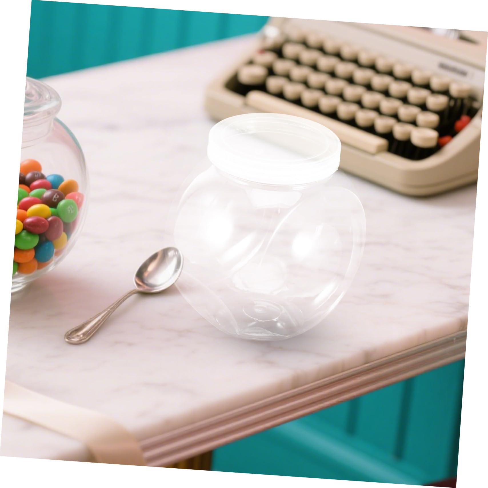 Cabilock 4piezas Tarro de Plástico Transparente para Dulces Tarros Redondos con Tapa Contenedores para Almacenar Alimentos para Galletas Frijoles Aperitivos Cocina o Fiesta