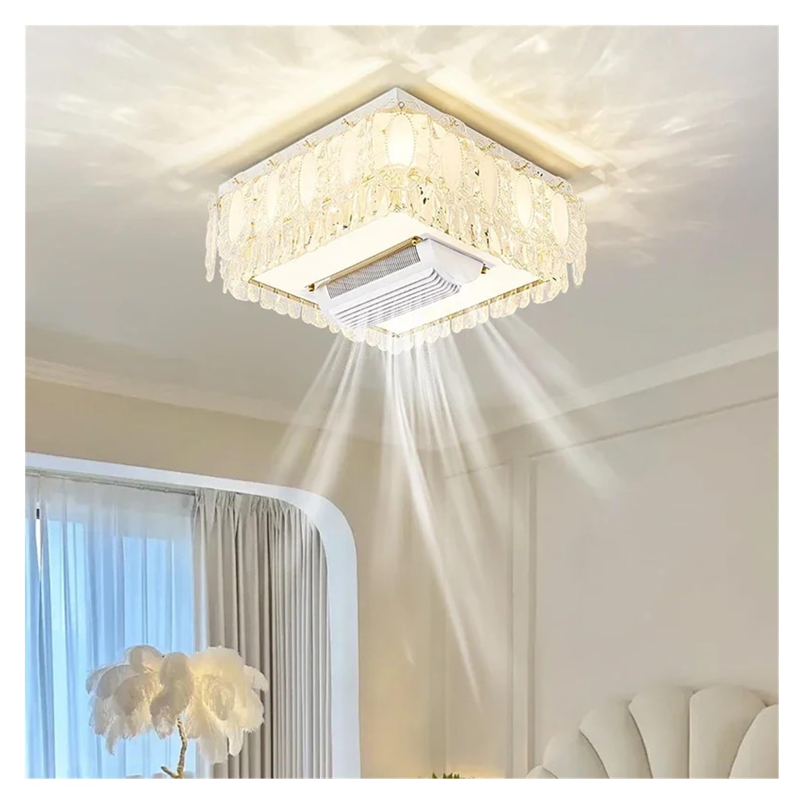 Ventilateur de plafond lumière LED télécommande salon chambre