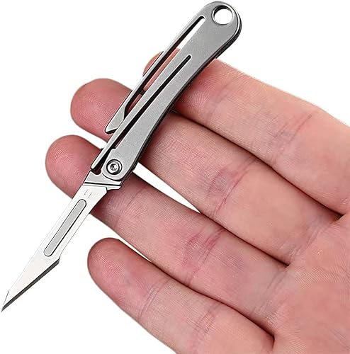 Miniatura 1 de NBGDY Cuchillo utilitario pequeño de titanio cuchillo plegable EDC con 10 cuchillas llavero ultraligero de solo 032 onzas kpq-1031