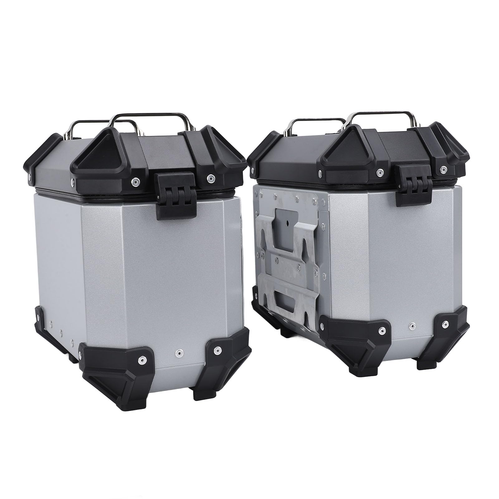 Alforja Dura de Aleación de Aluminio para Motocicleta, Maleta Lateral de 18L para Aventuras de Conducción, Impermeable y Portátil, Fácil de Transportar, Juego de 2 (Plata)