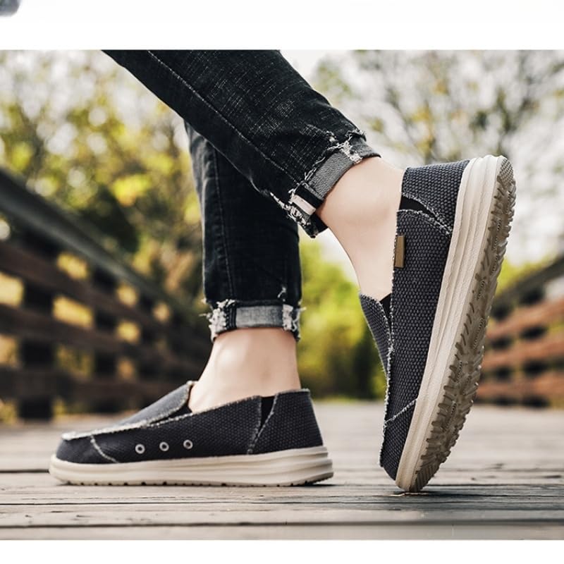 Men's Vintage Canvas Loafers, Suitable for Walking and Outdoor Activities. Large Size Model is Simple and Fashionable. EVA Sole is Soft and Comfortable.2
