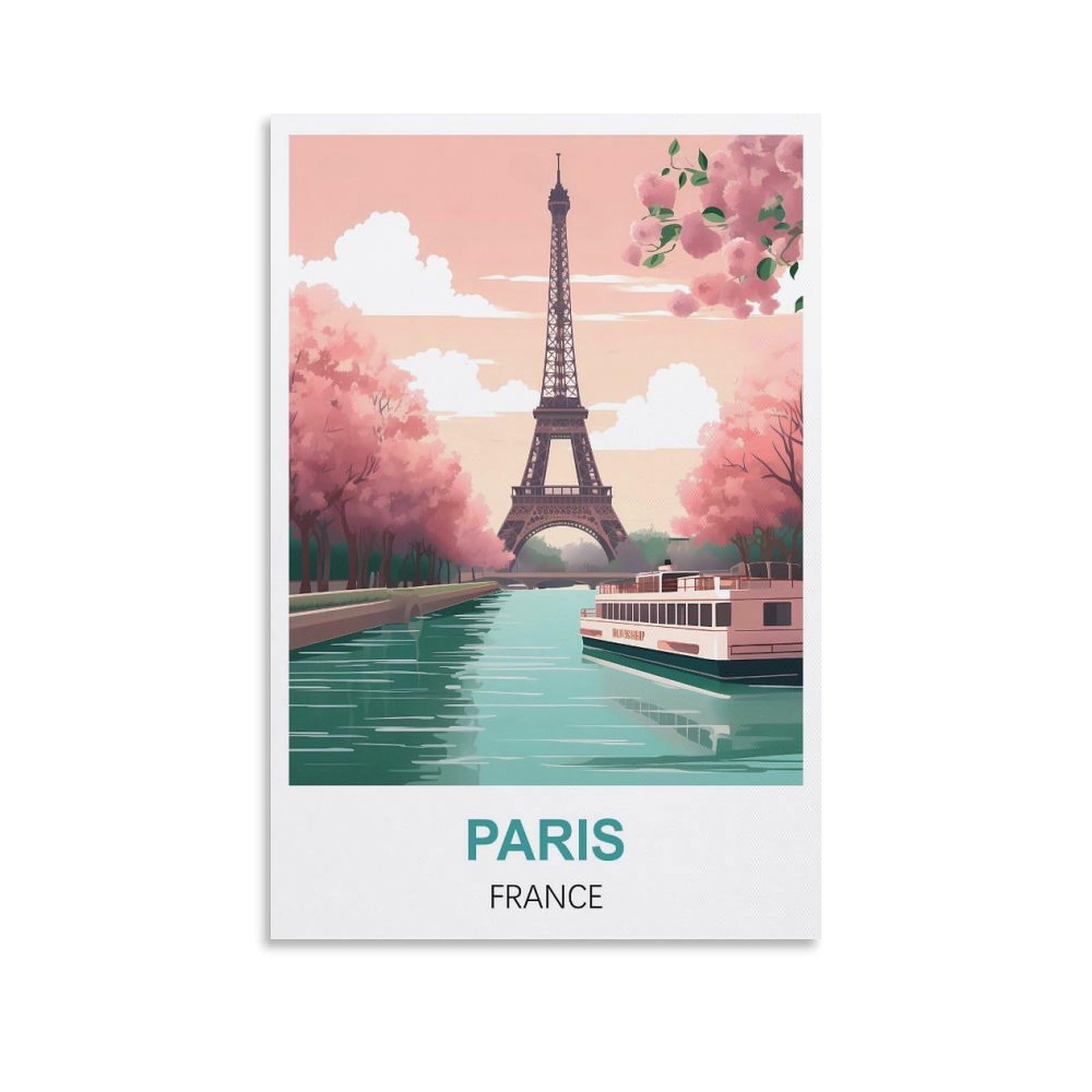 Whcheeh Unframe-Style Paris France Vintage Travel Poster 08X12inch(20X30cm) Canvas Art Print Wall Art Decor Picture