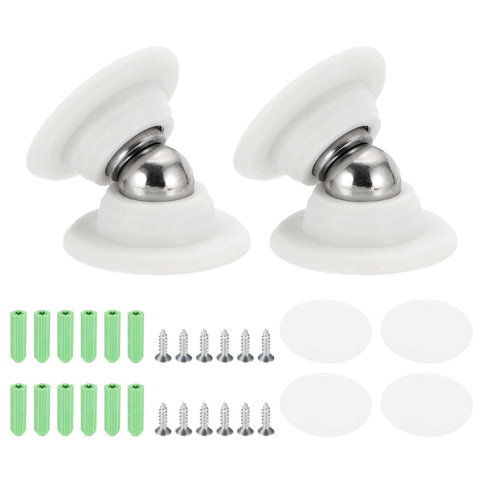 sourcing map 2PCS 1.9" Magnetic Door Stopper, Magnetic Door Catch with Adhesive Screws for RV Baggage Door, Travel Trailer, Bedroom, Bathroom, Kitchen, Office, White