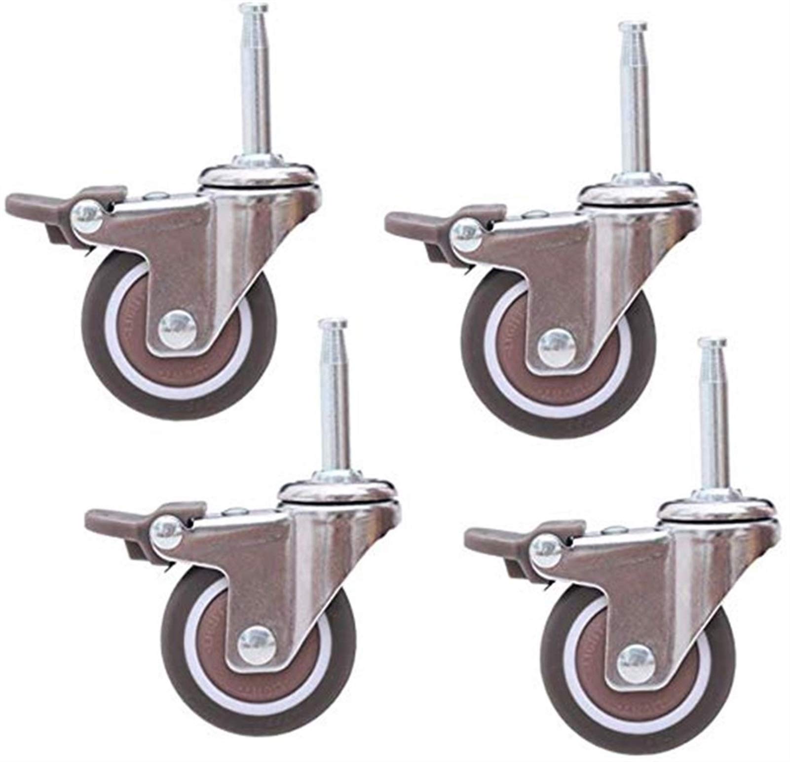 Roulettes de meubles universelles avec frein 1.5 pouces rouleaux caoutchouc 50mm 4pcs