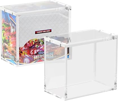 Booster Box Acrylic Case 3 Pack 8mm Thick Magnetic Lid 4x5mm Magnetic Closure UV Protection Dustproof Easy Top Loading Booster Box Case Protector for Booster BoxesCase Only
