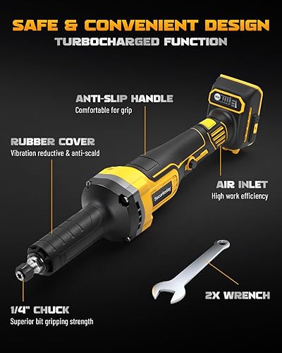 Miniatura 2 de Amoladora de troquel inalámbrica compatible con batería Dewalt 20V Max, mandril de 14", motor sin escobillas de 25000 RPM para eliminación de óxido,