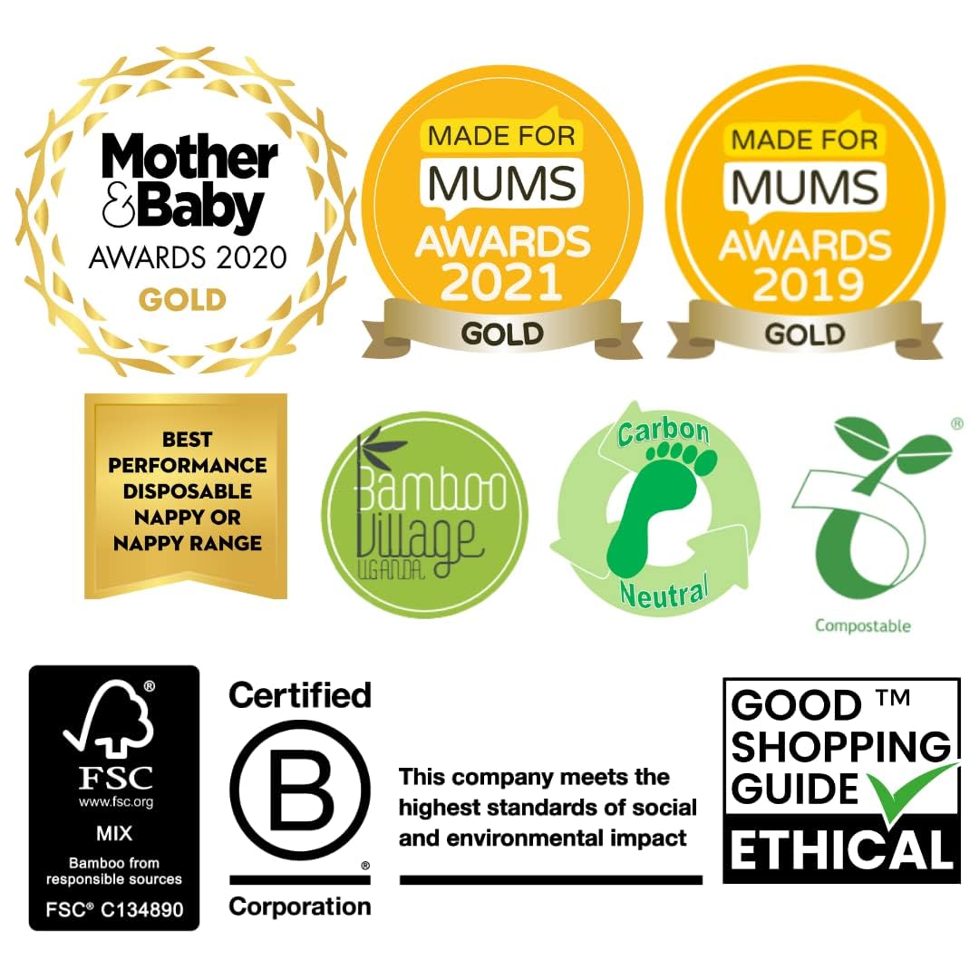 Mama Bamboo Soft Newborn Eco Lot de 35 couches écologiques et durables sans chlore Taille 1