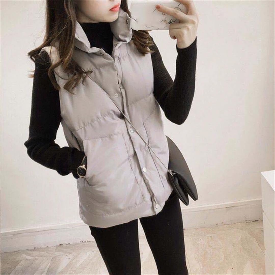 Automne Hiver Femmes Gilet Court Manteau Coton Décontracté Chaud Mince