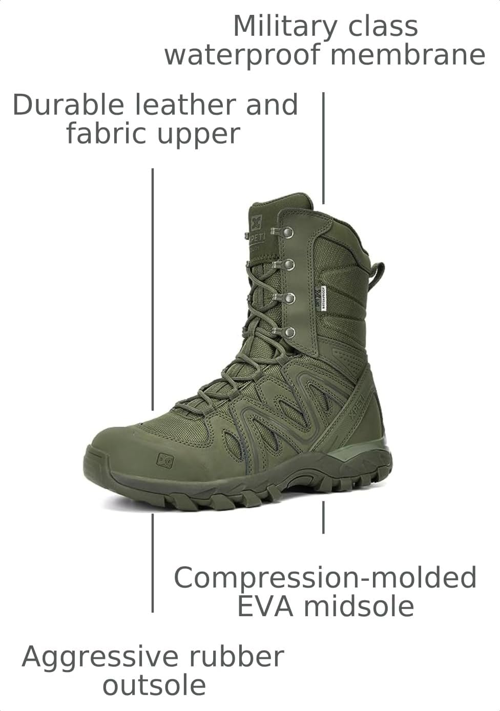 XPETI Men's X-FORCE 8" Waterproof Tactical Boots image 3