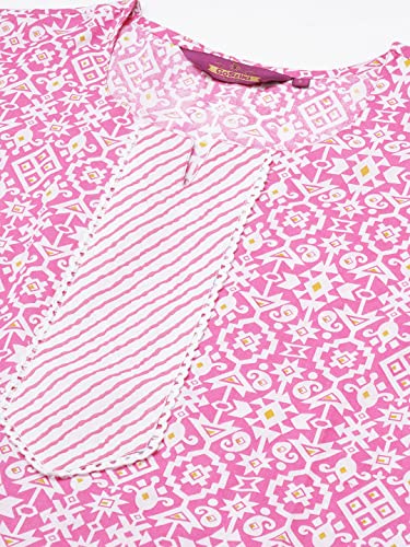 Image of GoSriKi Women's Cotton Blend Printed Straight Kurta With Pant