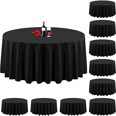 10 Pack 120 Inch Round Tablecloth Black for All Occasions
