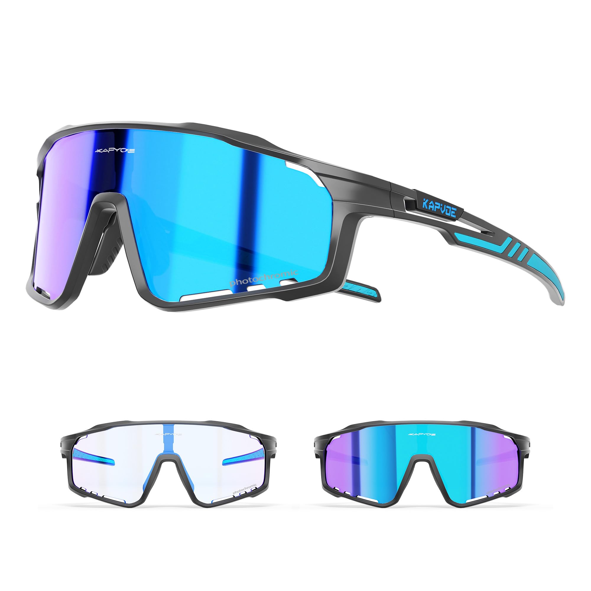 KAPVOE Gafas de Ciclismo Hombre Mujer K76 | Montura TR90, almohadilla nasal ajustable para ciclismo.