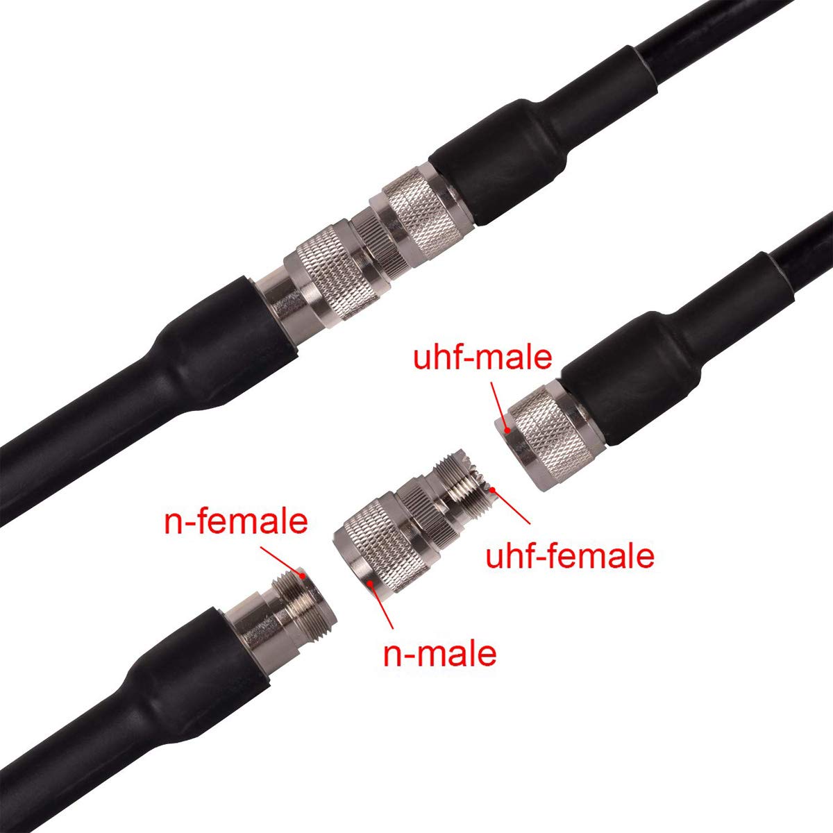 BOOBRIE 2 Pezzi Adattatore Coassiale RF – Da N Femmina A UHF Femmina SO-239 – 50 Ohm – Ottone Puro – Per Antenne WiFi E Radio CB