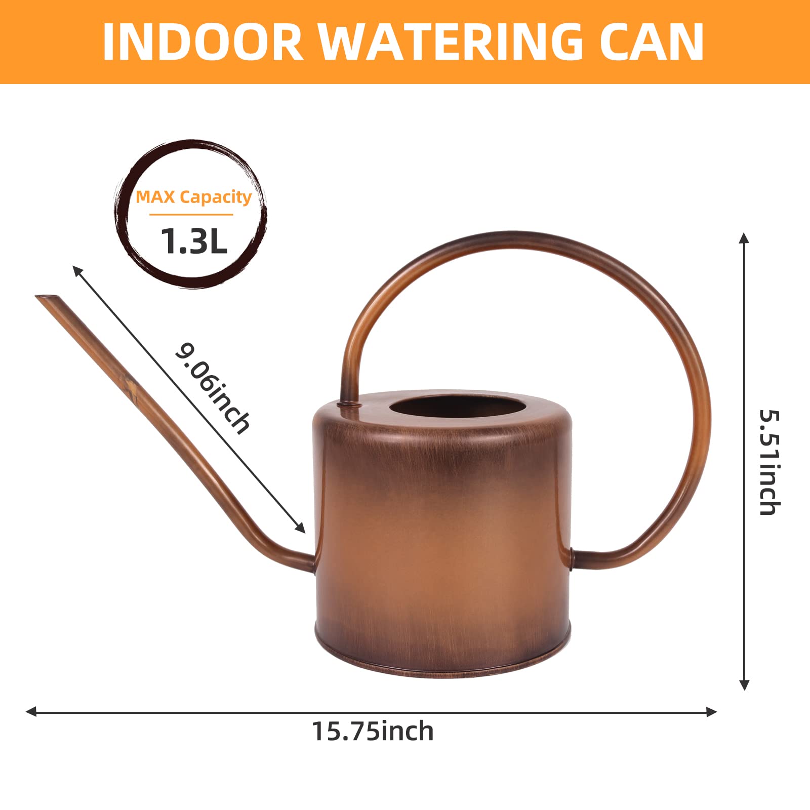 Kupfer-Giekanne 1,4L Mit Langem Auslauf - Przise Wasserkanne Fr  Zimmerpflanzen, Bonsai & Sukkulenten, Elegantes Metall Design