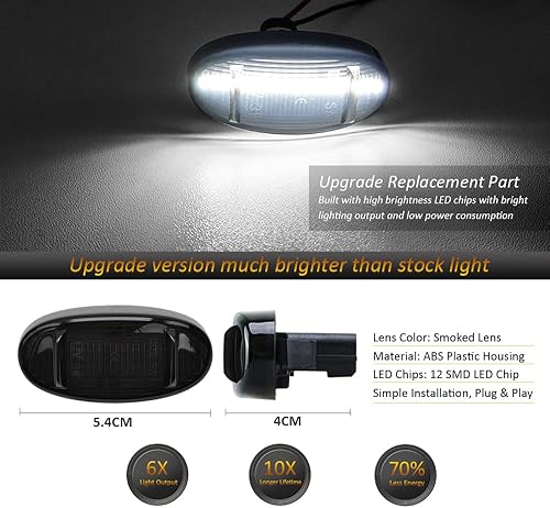Miniatura 2 de D-Lumina Conjunto de 4 luces LED laterales compatibles con Fo-rd F250 F350 F450 F550 Super Duty 2011-2022 marcadores laterales de guardabarros de
