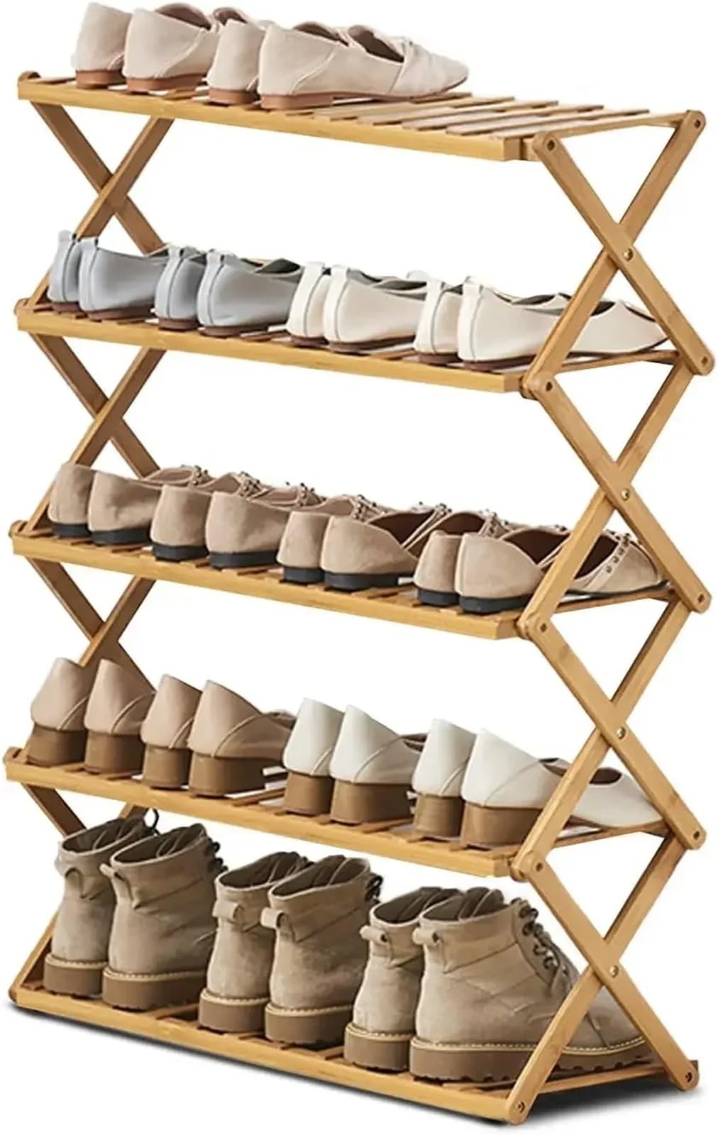 Étagère à chaussures pliable rangement intérieur bois 6 niveaux